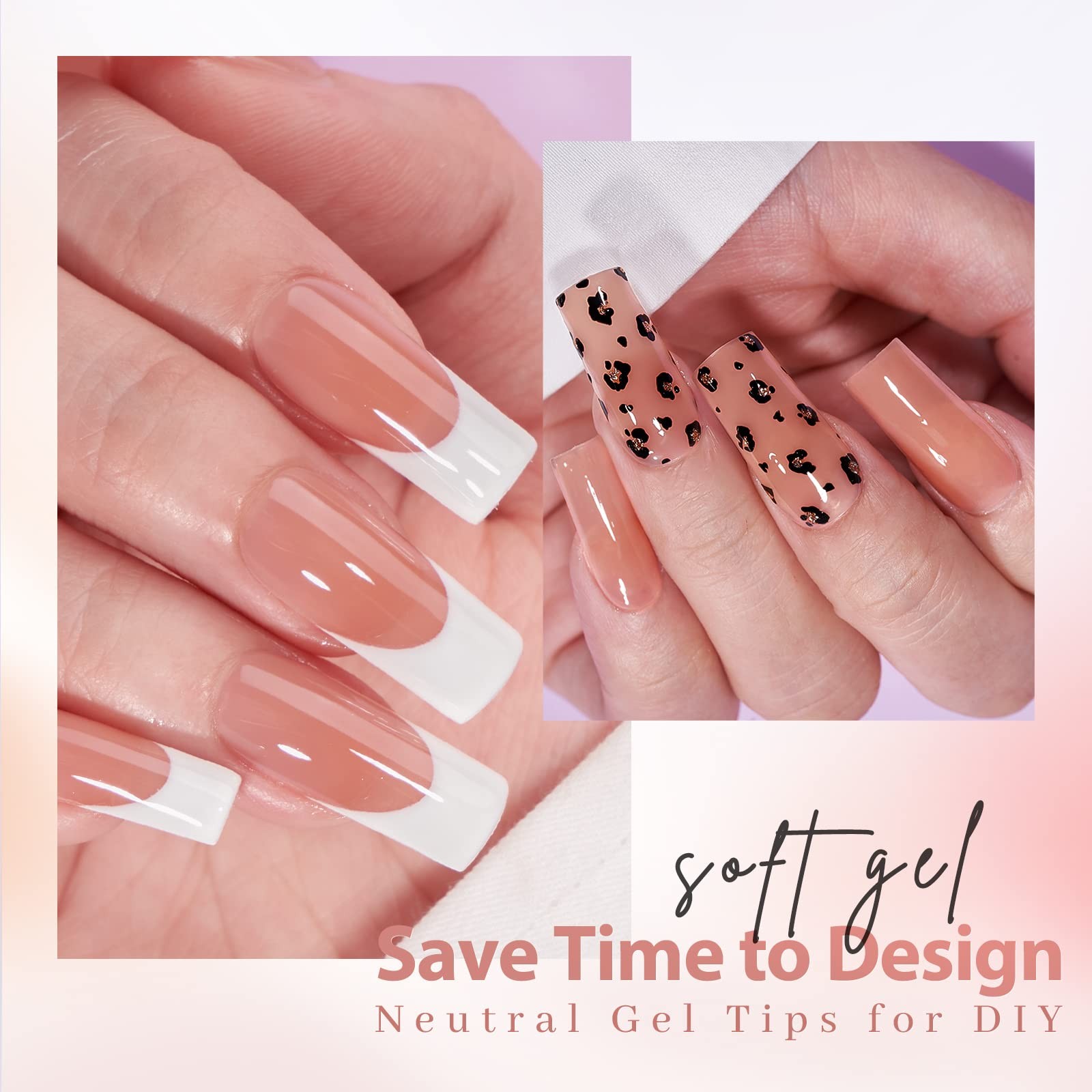 BTArtbox Soft Gel Nail Tips Square – Press On Nails Long A, C1-L