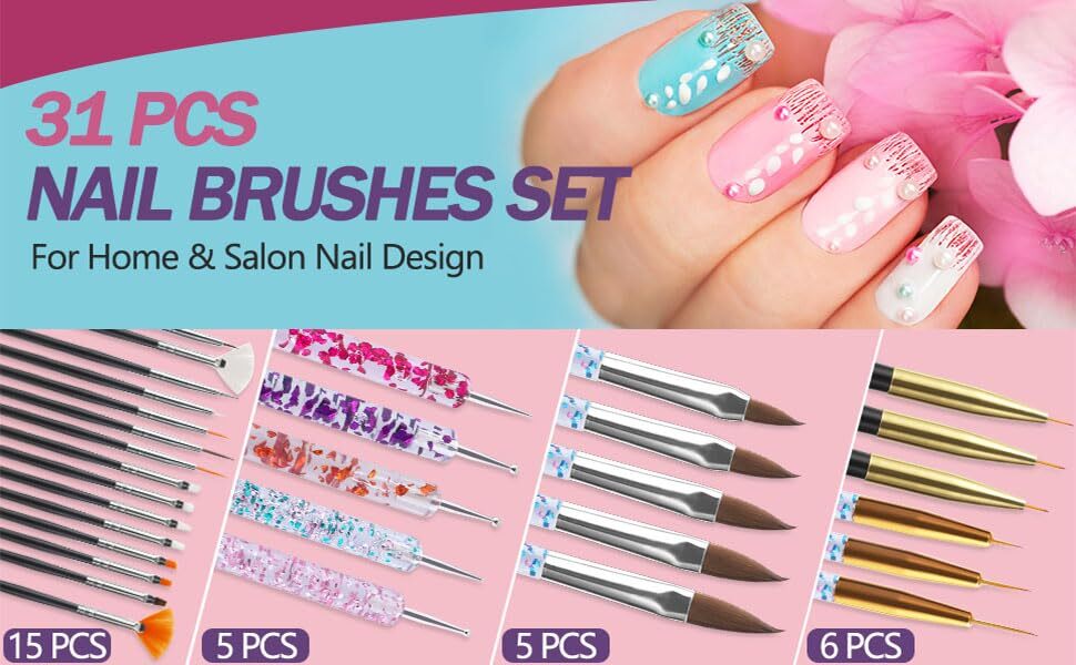 Nail Art Pens brushes,Nail Art Tool Set,Nail Dotting Tools,Nail Dust 35pcs