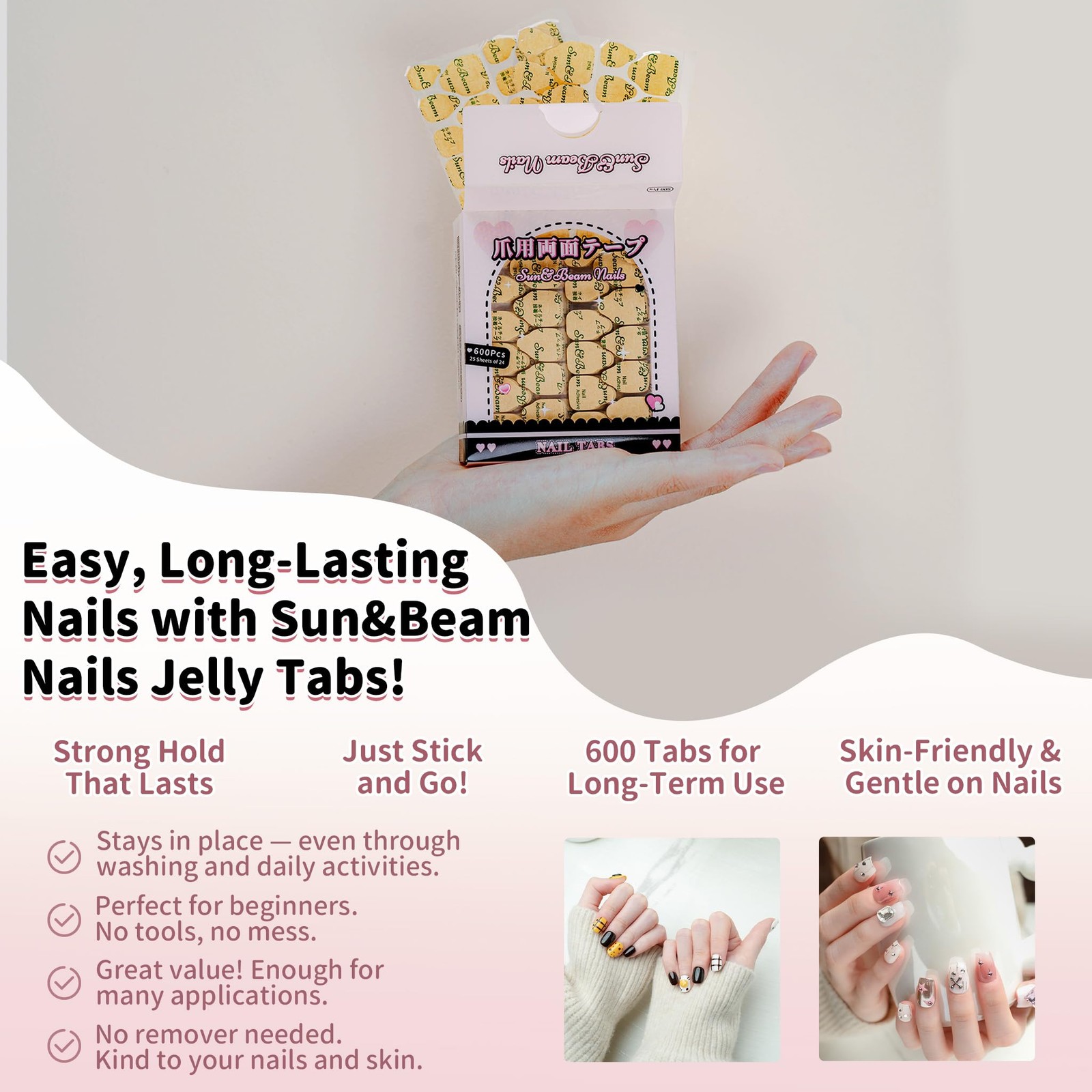 Nail Adhesive Tabs 600PCS Waterproof Double Sided Stickers