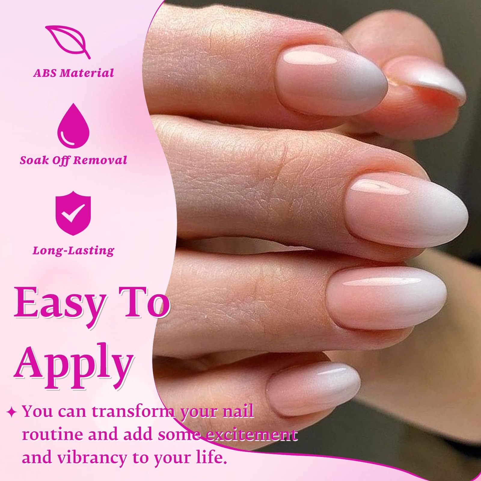 168pc Ombre Press on Nails Short Oval Fake Nails with Tabs, Round Almond Nail…