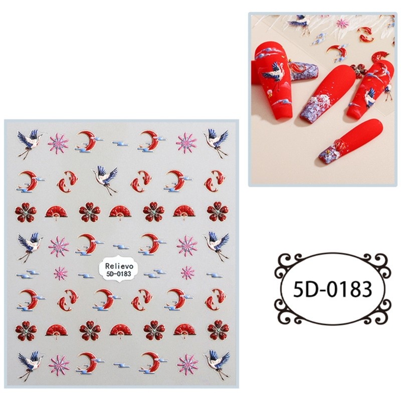 Stereoscopic Adhesive Nail Art Stickers Decals Engraved Nail Art Decor for Women