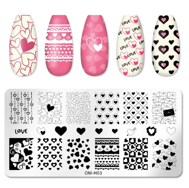 Valentine Rose Love Leopard Nail Art Stamping Manicure DIY Template Image Plate