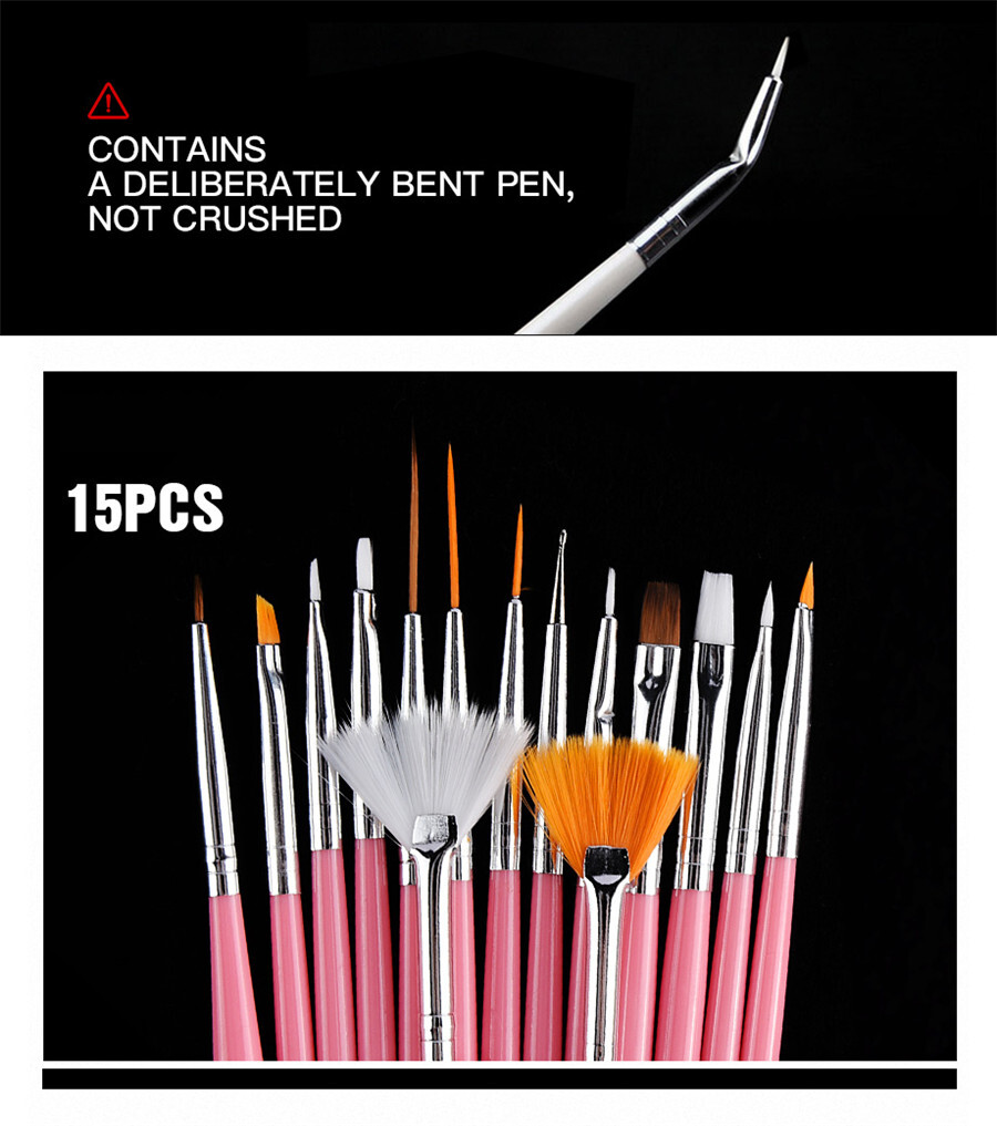 20 pcs Nail Art Gel Design Pen Painting Polish Brush Dotting Drawing Tools Set