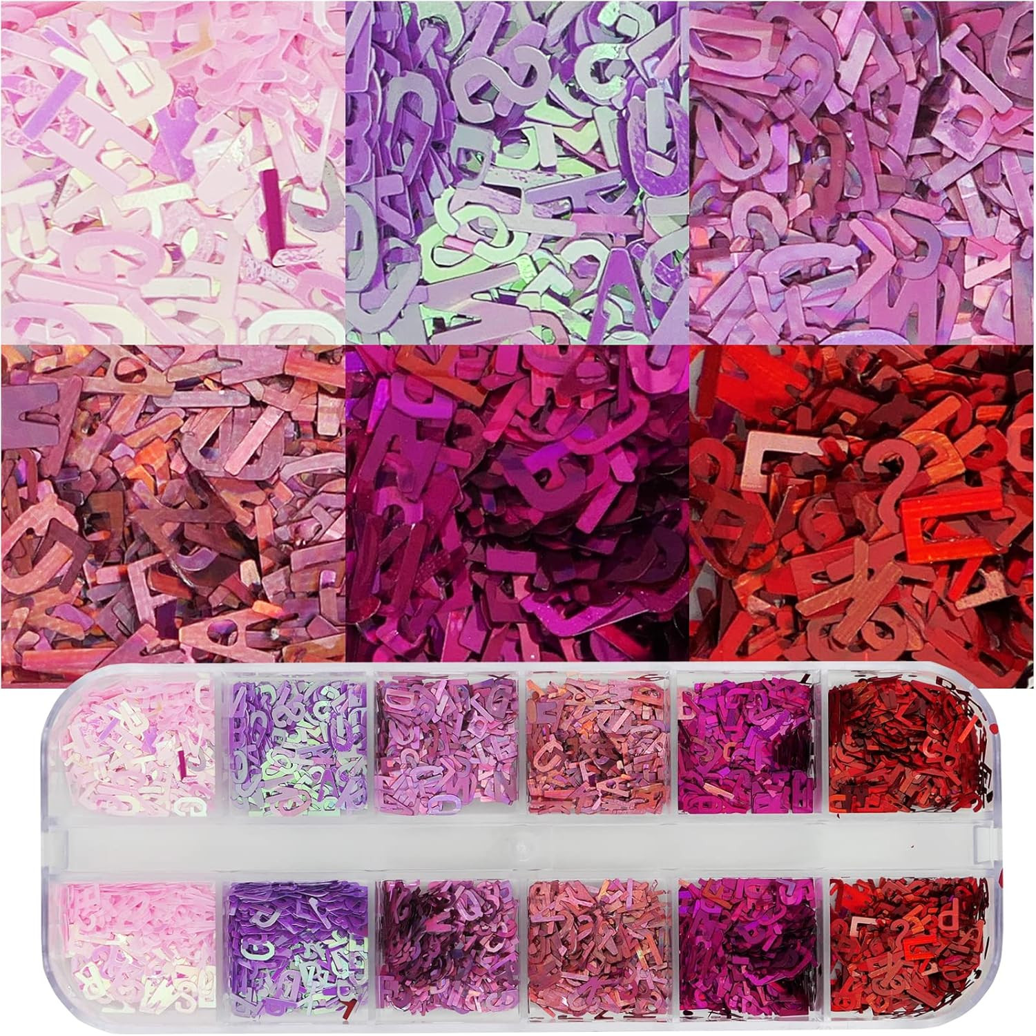 4 Boxes Holographic Nail Glitter Mixed Iridescent Glitters Sequin Flakes Heart L
