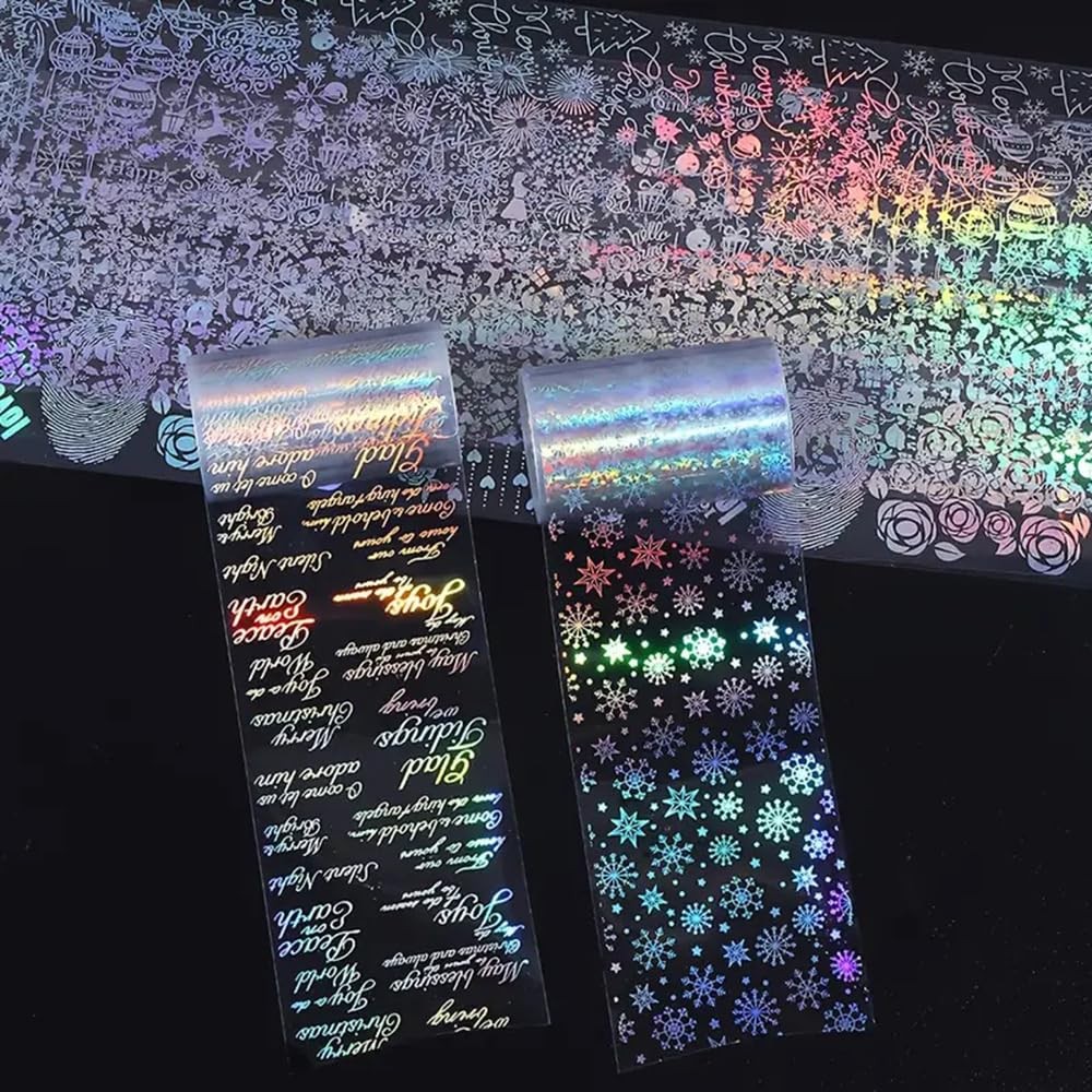 Christmas Snowflake Nail Foil Transfer Stickers, 10 Rolls Nail Art Supplies N…