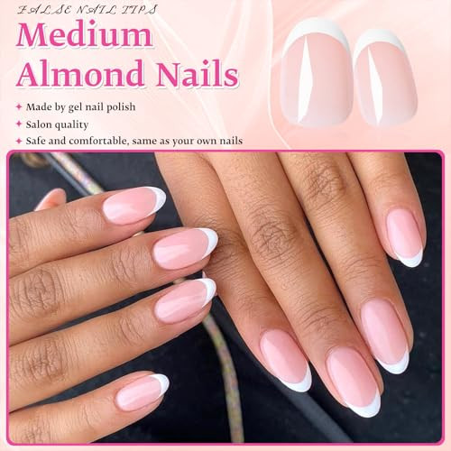 240Pcs French Tip Press on Nails Oval White French Nails Press on Short Fake