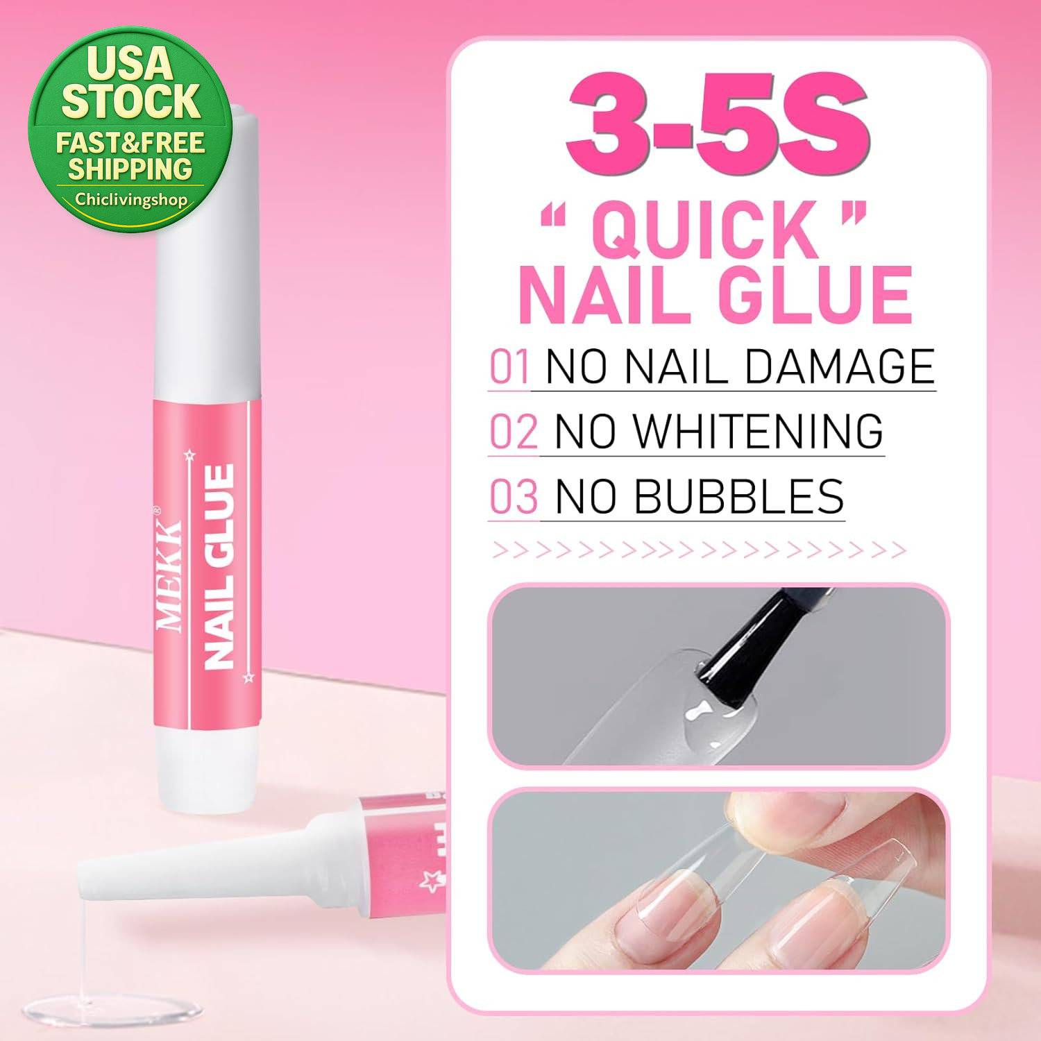Nail Glue for Press on Acrylic Tips 12 Pack Long Lasting Strong Adhesive