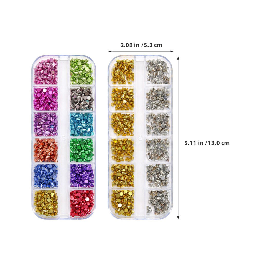 4 Boxes Nail Punk Art Metal Charms Manicure Accessories Tool