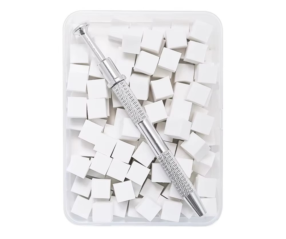 100Pcs Soft Nail Art Sponges W/Grabbing Pen Ombre Nail Brush for Nail Art Design