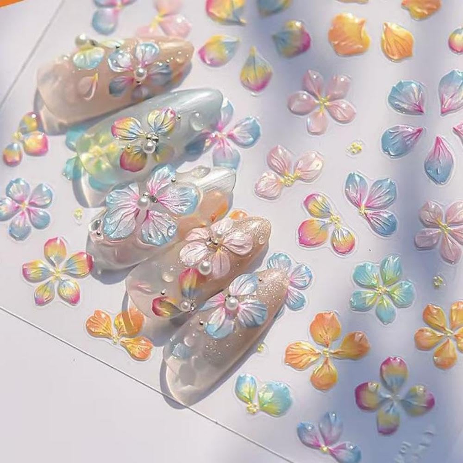 Flower Nail Stickers for Nail Art Colorful Spring Summer Floral Nail Decals 5…