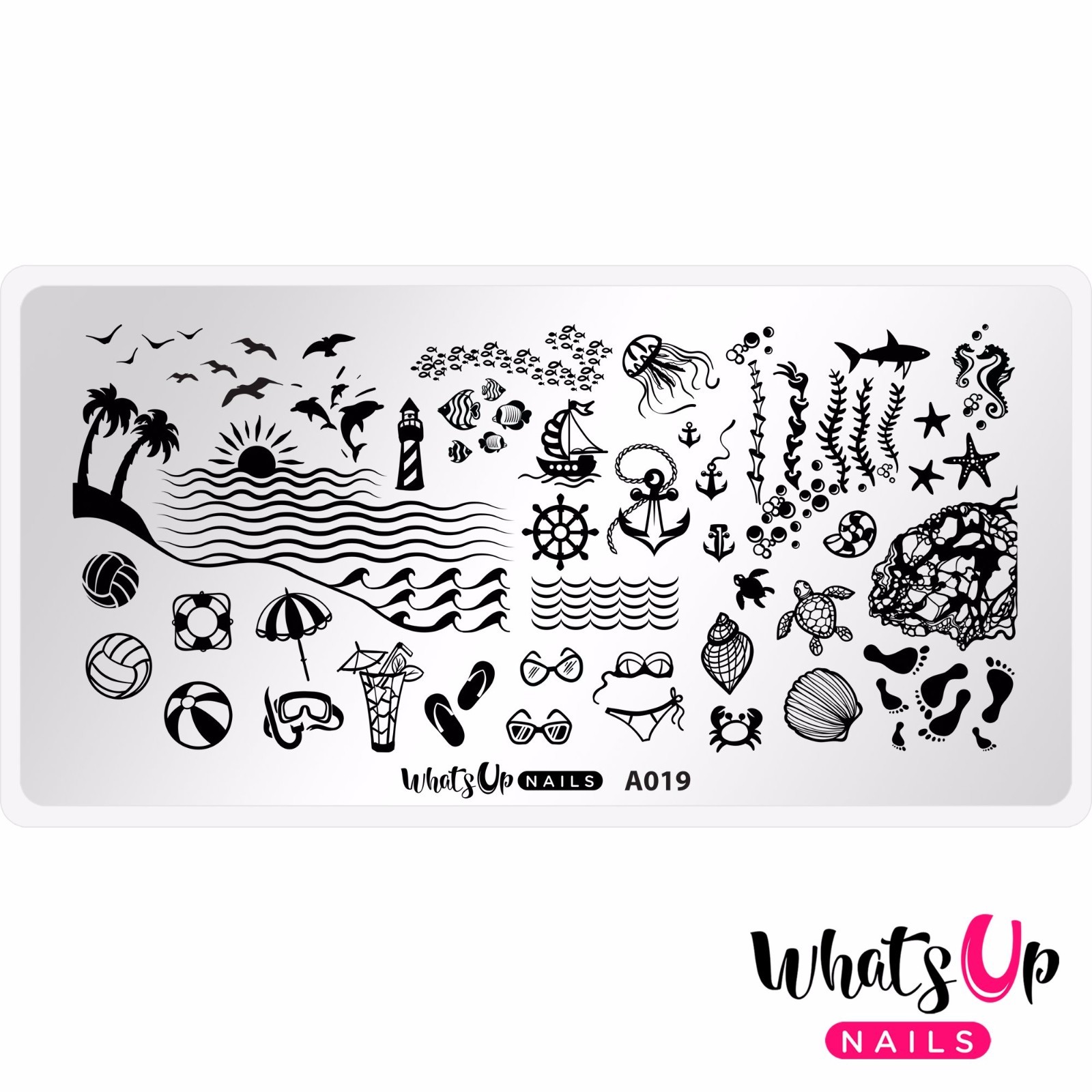 A019 Beach Mode Stamping Plate For Stamped Nail Art Design