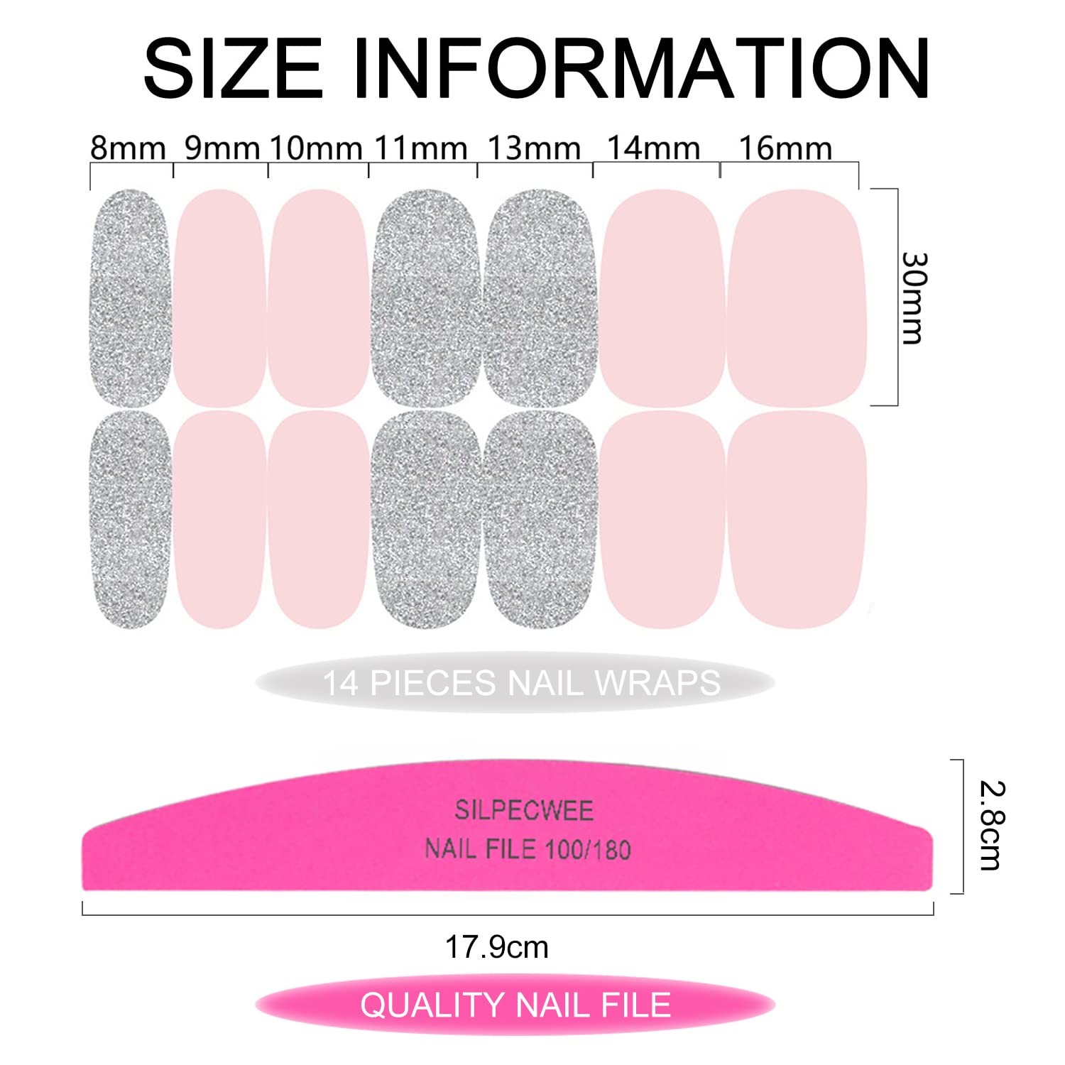 Pink Nail Wraps for Women Nail Polish Strips Solid Color Pink Solid Color