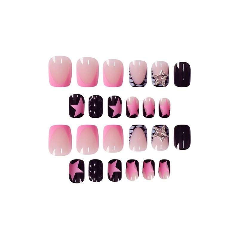 Square Press On Nails Star Rhinestone Glitter Removable False Nails Wholesale