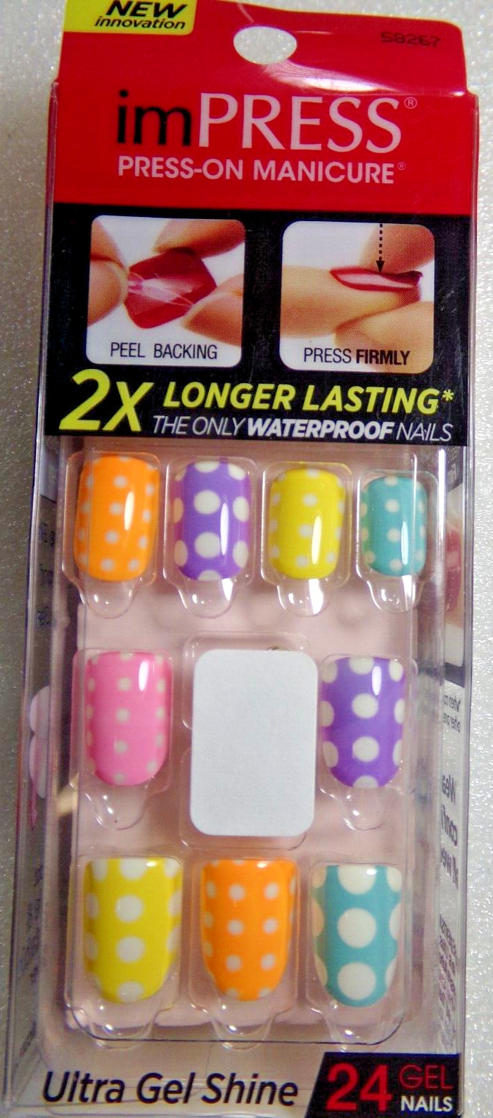 IMPRESS NAILS PRESS ON SHORT – Shiny Pastels Pink, orange, Yellow Spring Easter