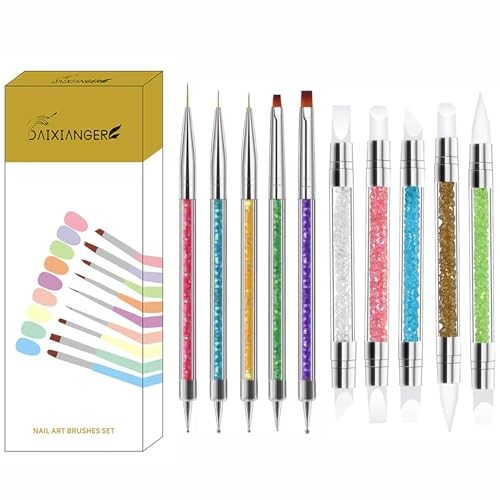10Pcs Double-Ended Nail Art Tool Set – Professional Gel Nail Brush & Style 2