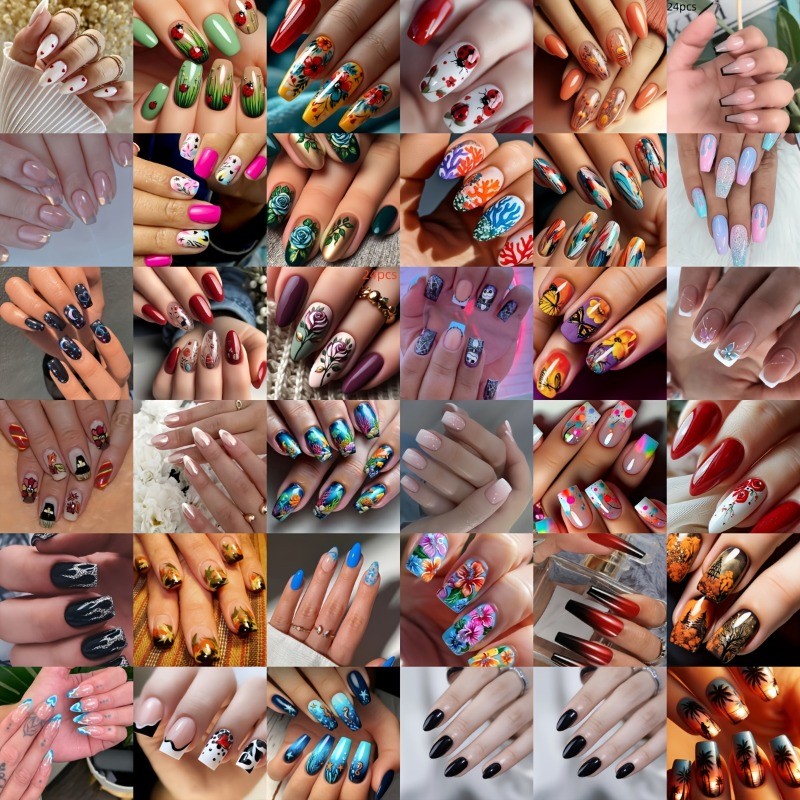 96 Pcs of Random Nail Mix Sweet Cartoon Suitable for Women and Girls’ Nail Art