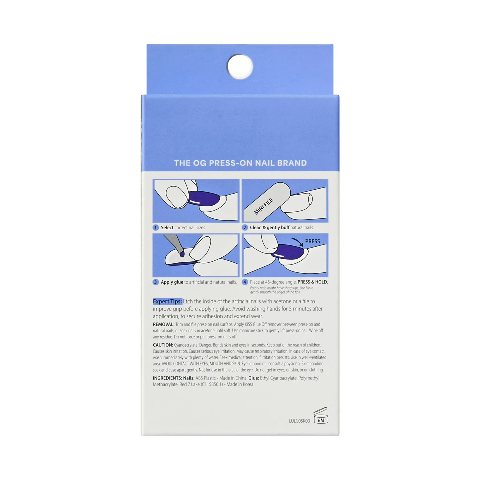 Kiss Luxe Long Almond Press-On Nails, Blue, 32 Pieces