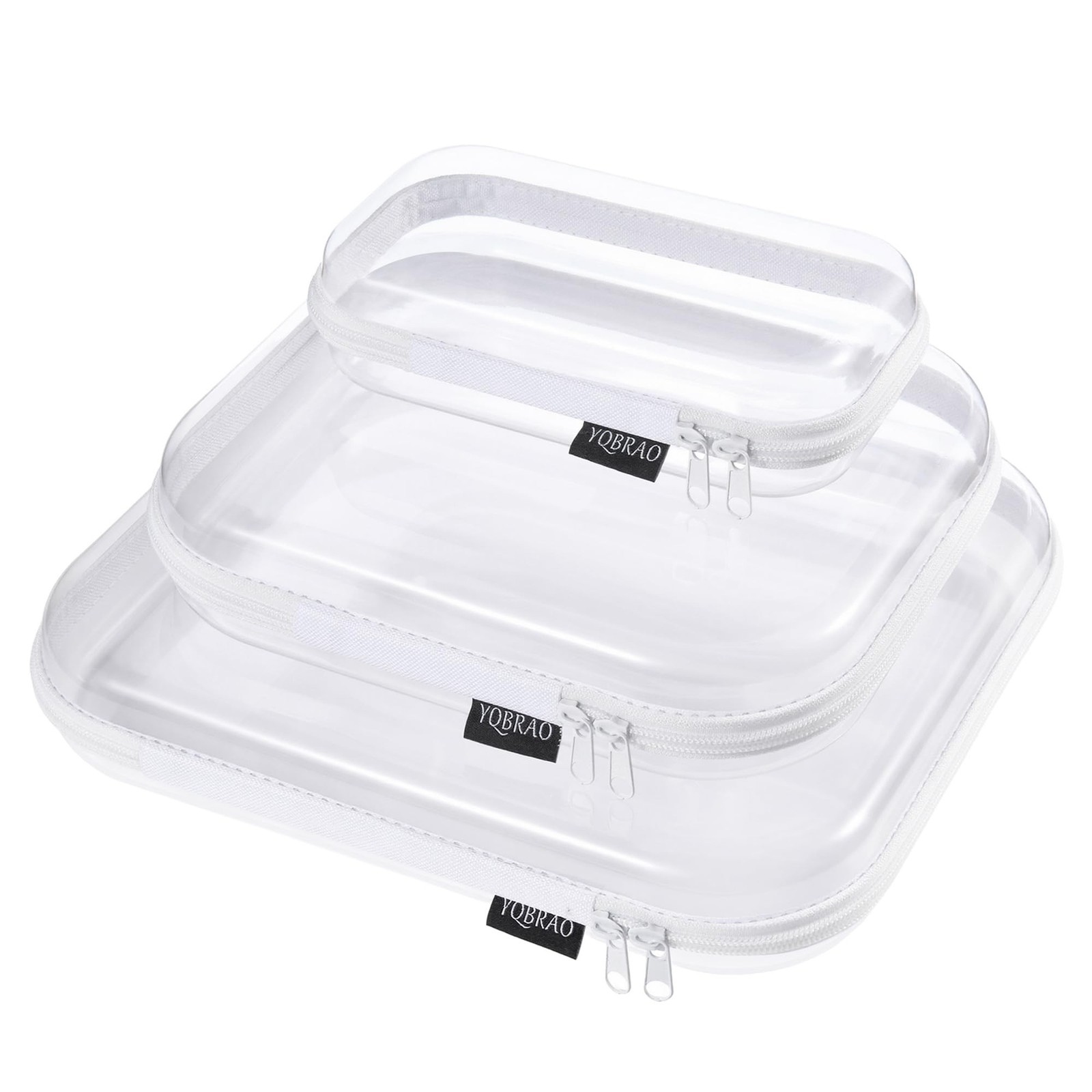 YQBRAO Hard Sided Clear Zipper Case for Storage- Professional-Grade Plastic C…