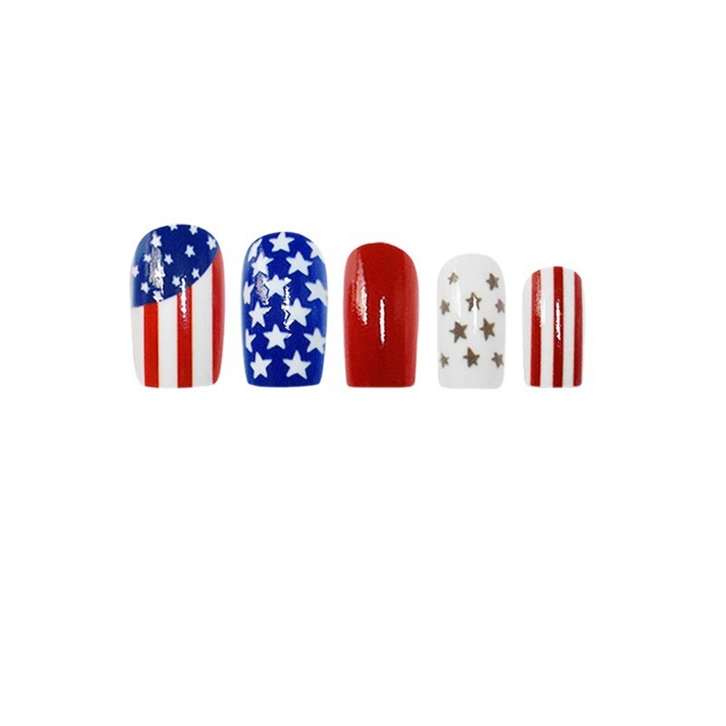 Independence Day Star Flag Press On Nails Square Removable Wholesale