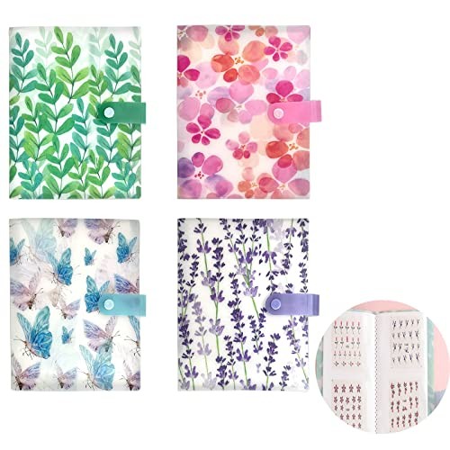 4 PCS Nail Art Sticker Storage Book Artistic Decals Collection Organizer Plants