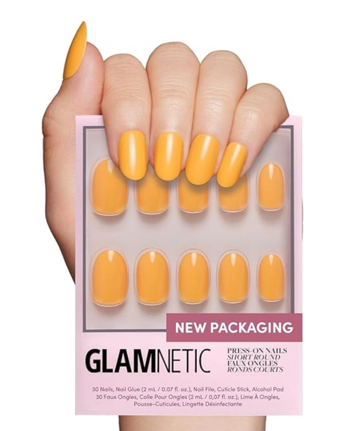 5 Acrylic Press On Nails Kits GLAMNETIC Orange GOLD Glitter BROWN French Tips +