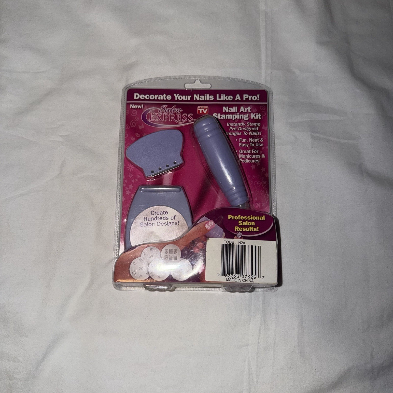 Salon Express Nail Art Stamping Kit Purple French Bling Easy Cleaning Ergonomic