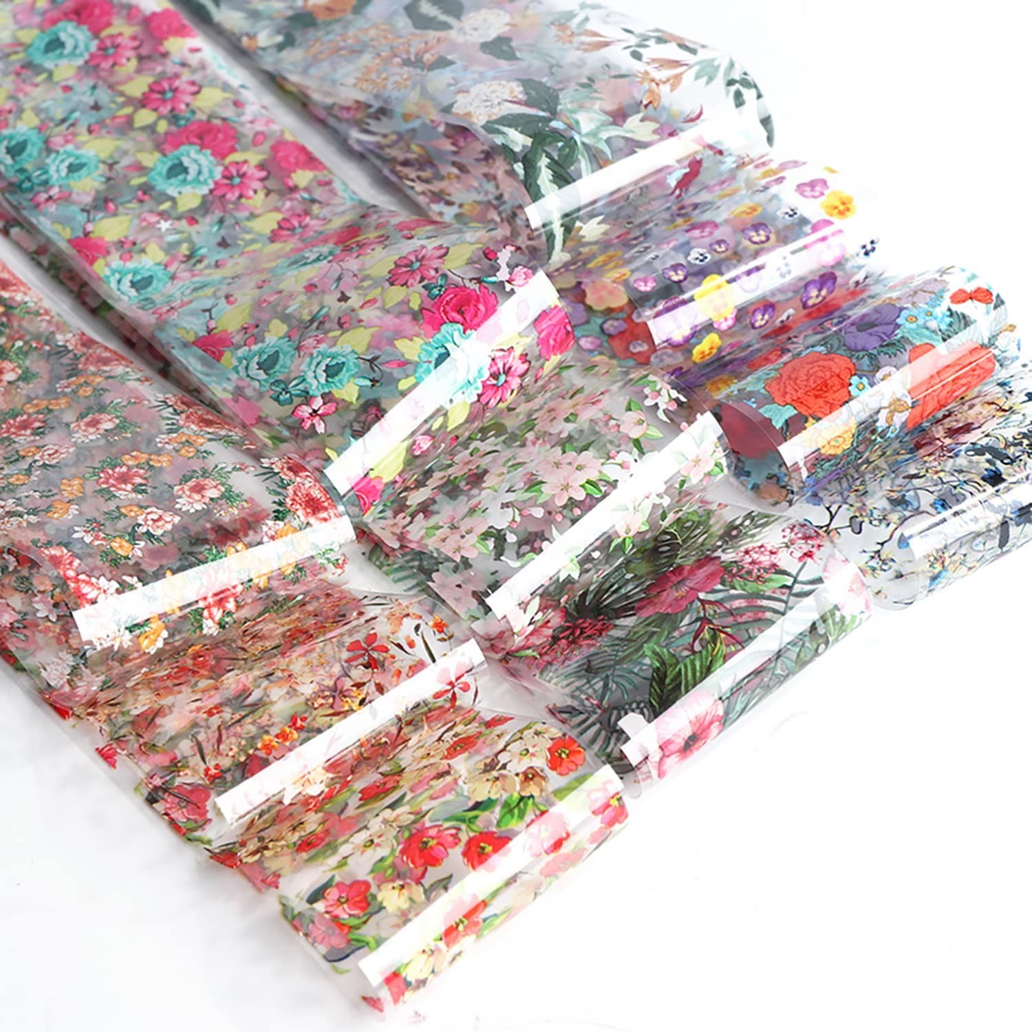 10 Sheets of Vibrant Floral Nail Foil Stickers – Perfect for Creative Designs