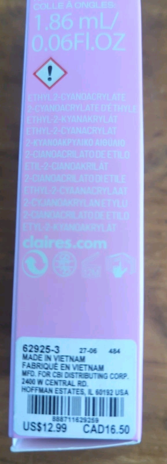 Claire’s Vegan 24 Faux Press On Nail Set Medium Length Square French Sealed
