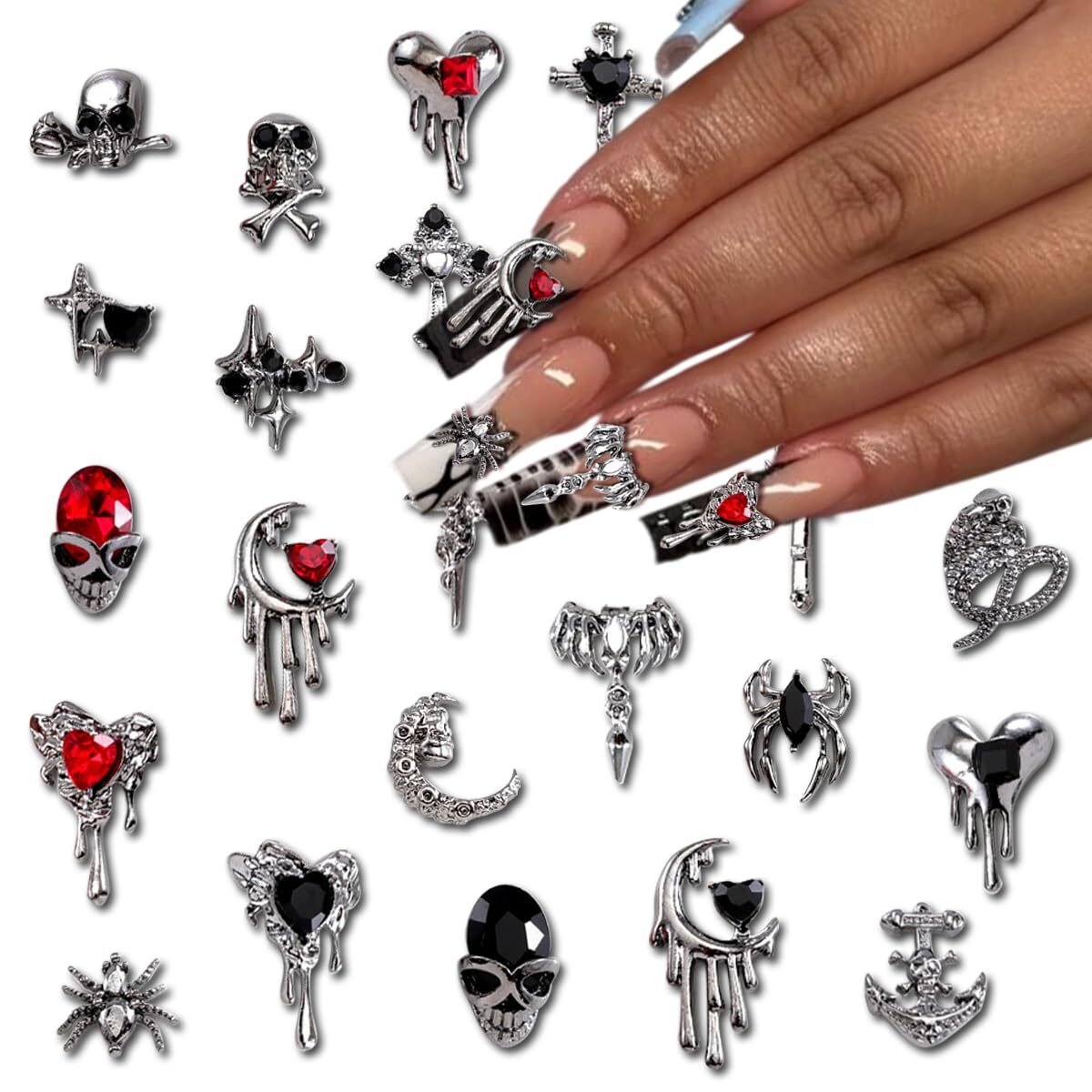 44 Pcs Halloween Nail Charms 3D Alloy Nail Art Charms Supplies for Women
