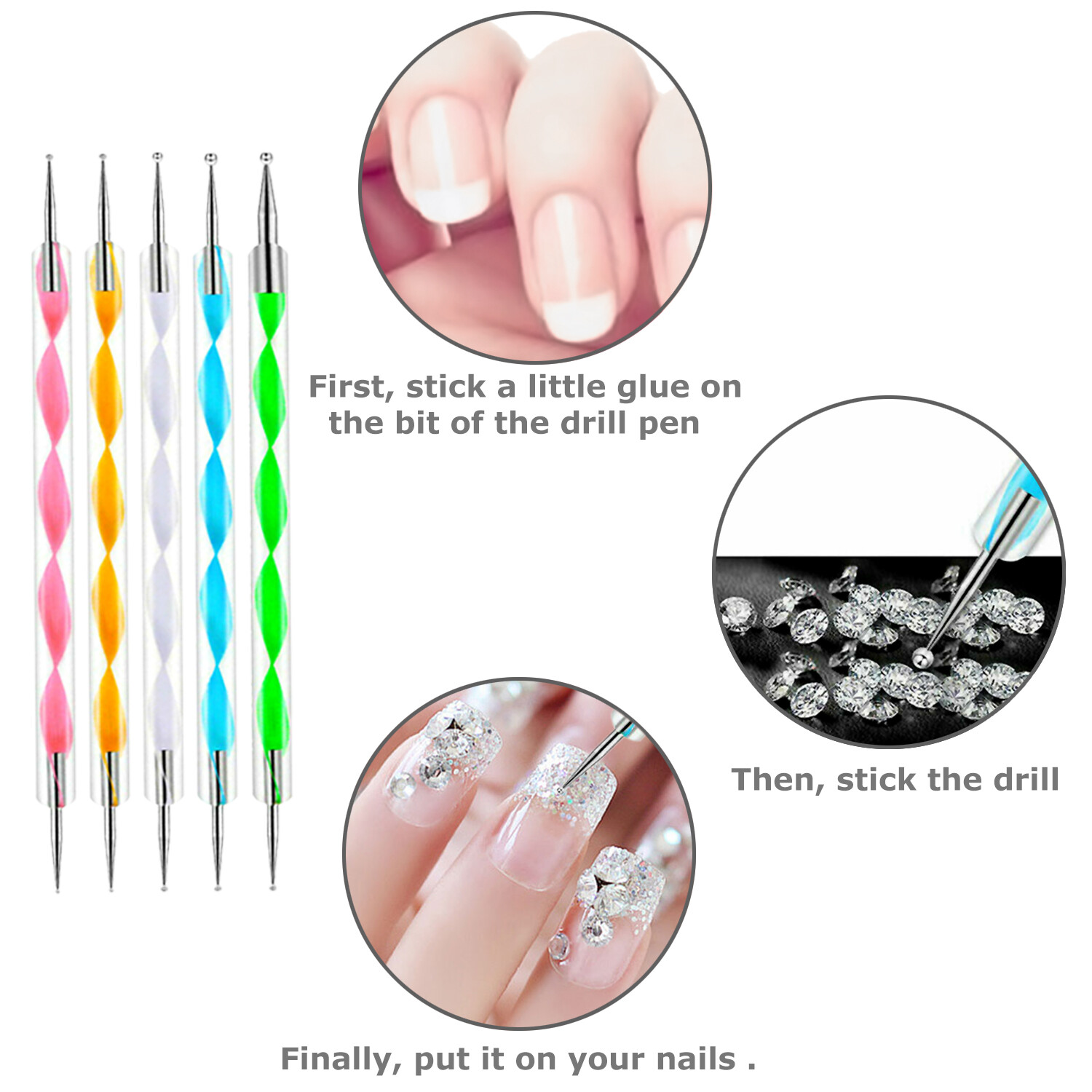 20 pcs Nail Art Gel Design Pen Painting Polish Brush Dotting Drawing Tools Set