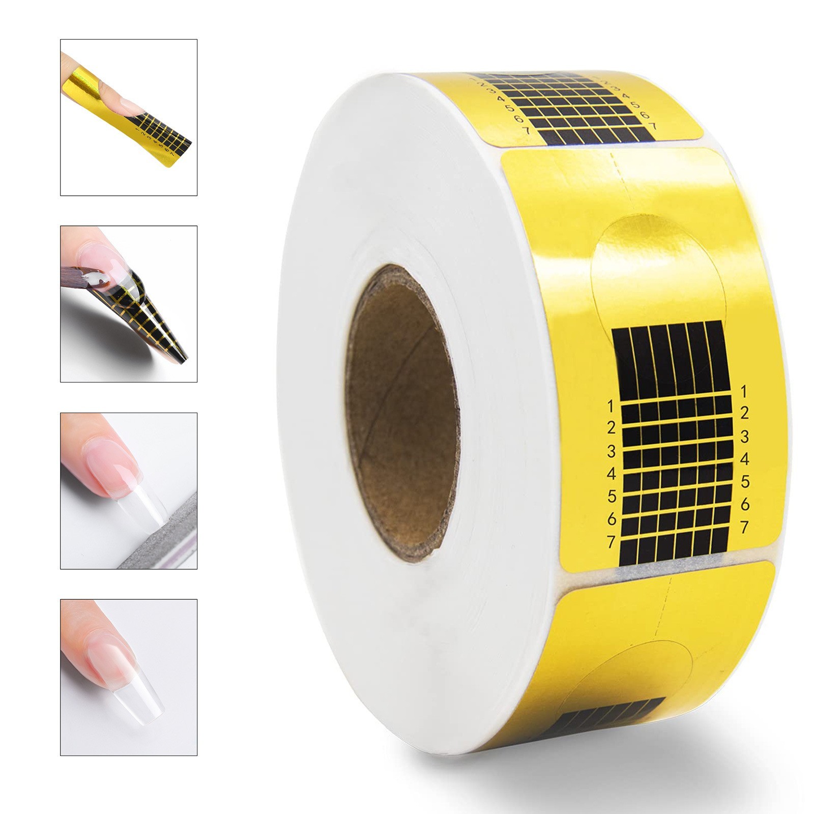 500Pcs Golden Nail Art Tips Extension Forms Guide French DIY Tool Acrylic UV Gel