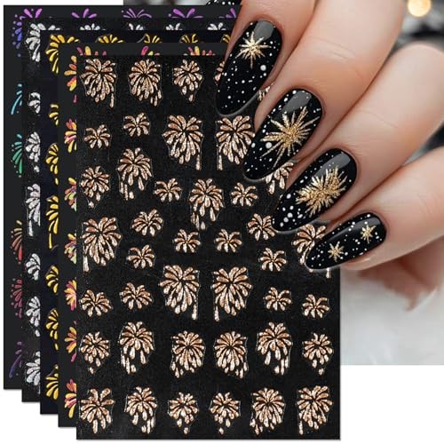 Gold Firework Nail Art Stickers – Celebrating New Year, 4th of July