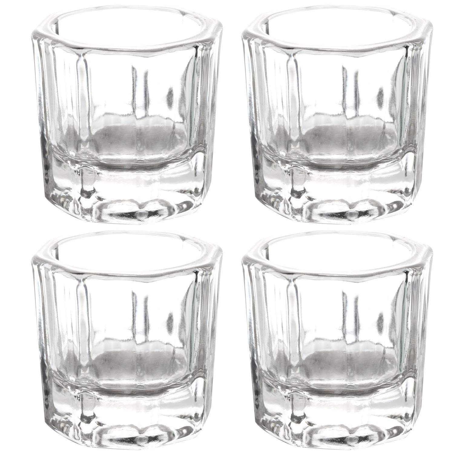 4 Pieces Acrylic Dappen Dish Nail Dapping Dish Nail Powder and Liquid Holder Gla