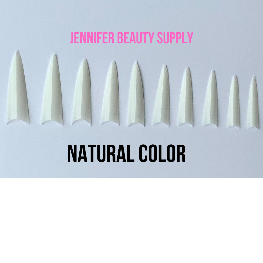 600 PCS EXTRA LONG STILETTO NAIL TIPS HALF FALSE FAKE ACRYLIC NAIL NATURAL CLEAR