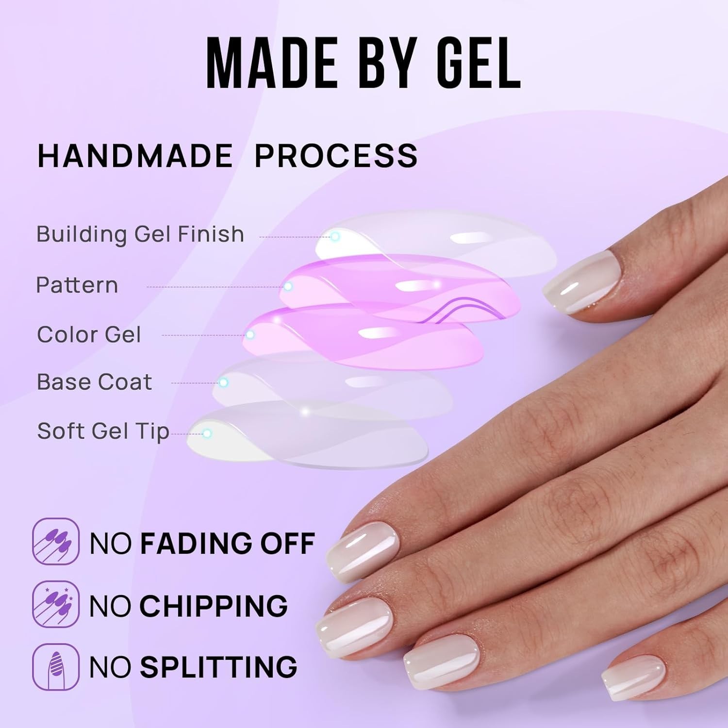 30-Piece Short Press On Nails – Soft Gel, Glossy Chrome Finish, Vanilla Glazed