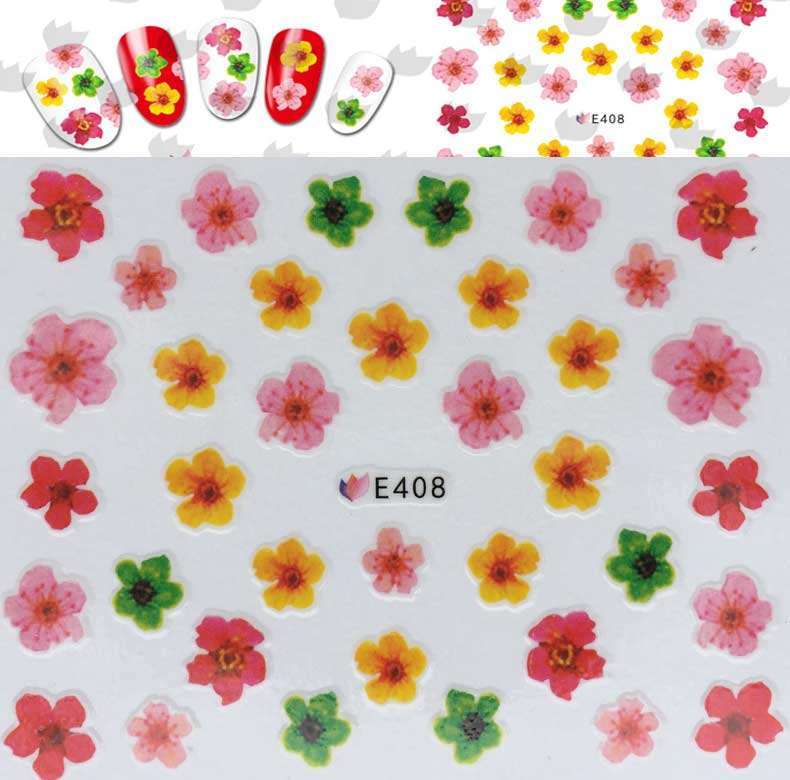3D Nail Art Sticker Multi Color Cherry Blossom Flower Decals Peel & Stick DIY