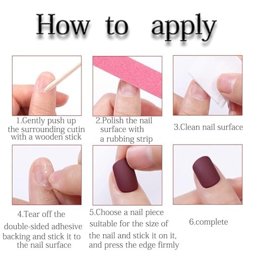 Square Press on Nails – Short Fake Nails – 24Pcs Glossy Blue White Style 01