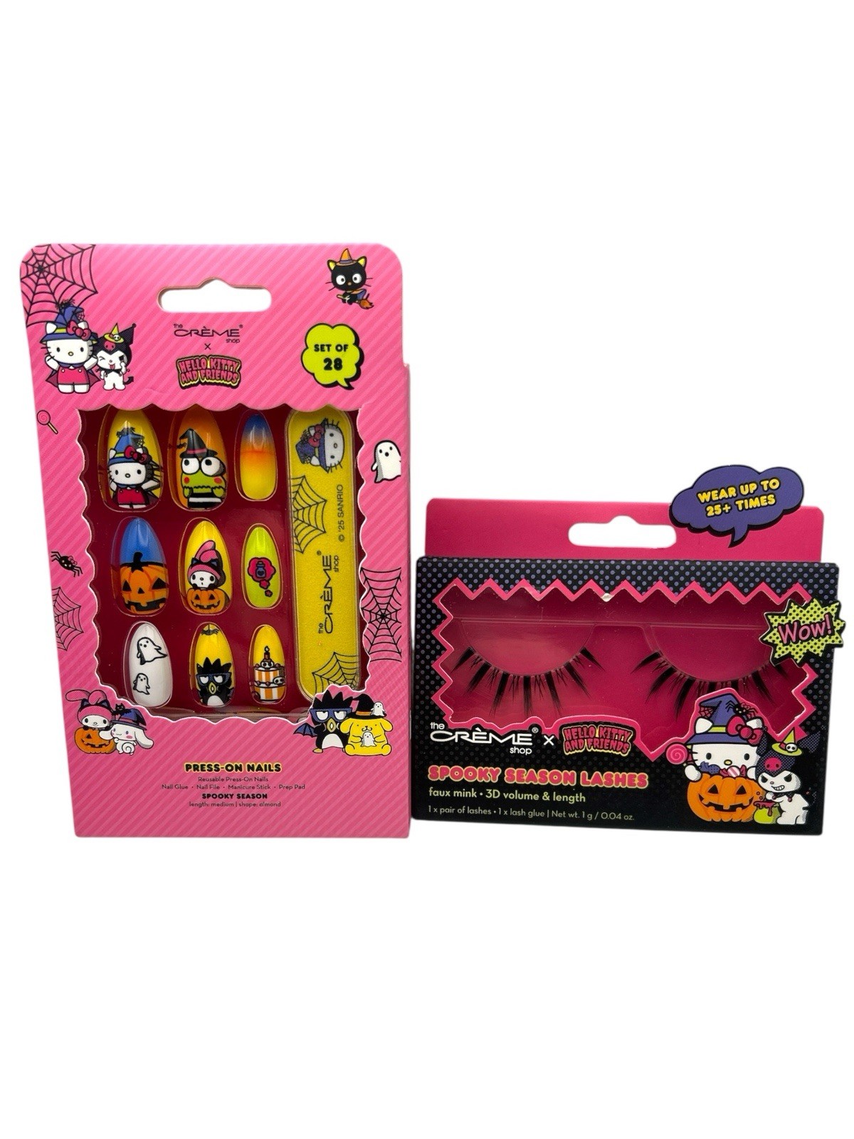 The Crème Shop x Hello Kitty Halloween Press-On Nails 3D Volume Lashes Lot New