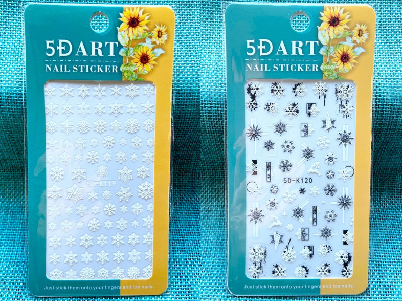 5D Embossed Flower Christmas Tree Snowflake Heart Nail Art Sticker Manicure NH13