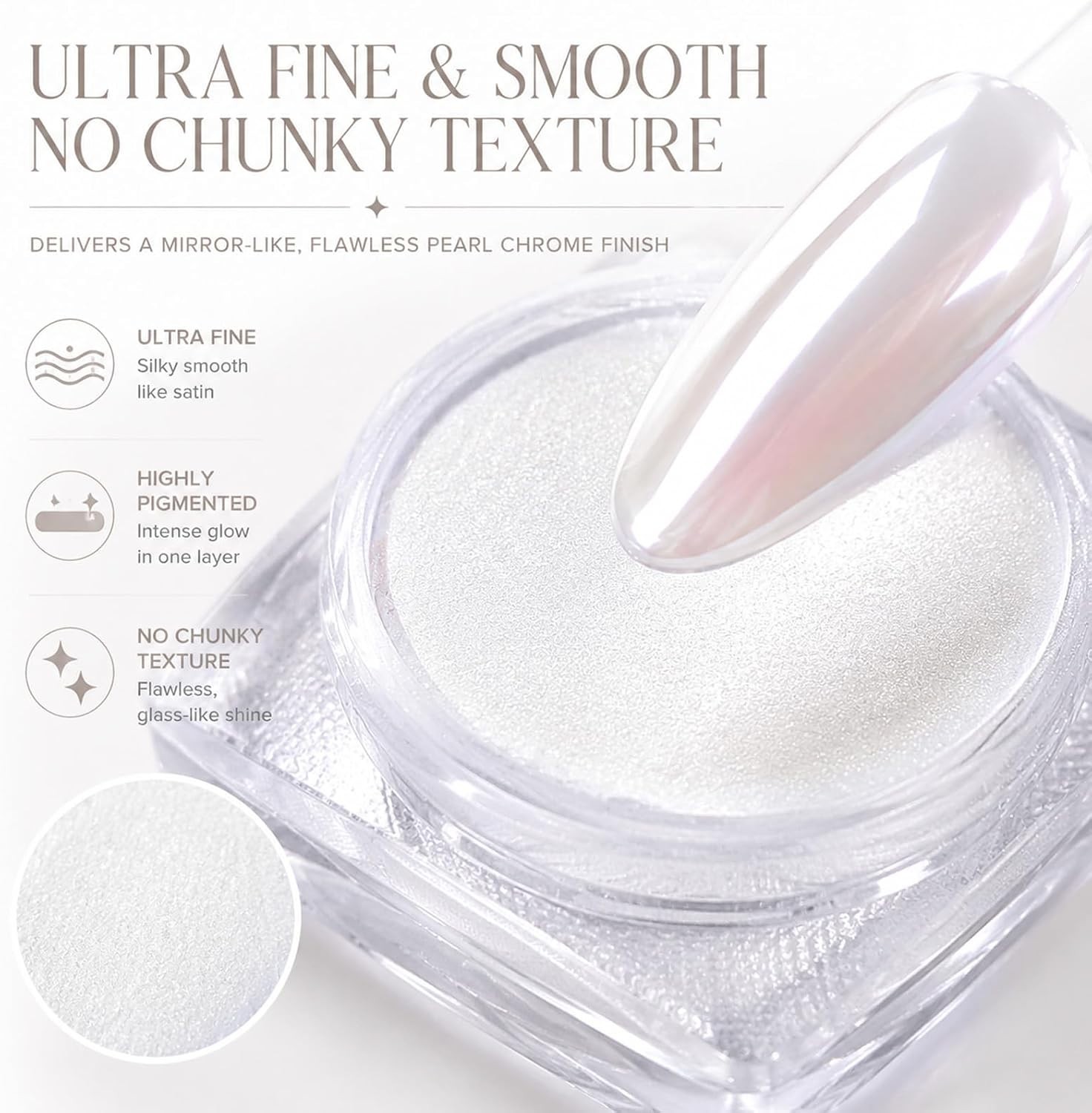 White Pearl Mirror Effect Nail Powder – Luxurious Iridescent Shine for Gel Nails