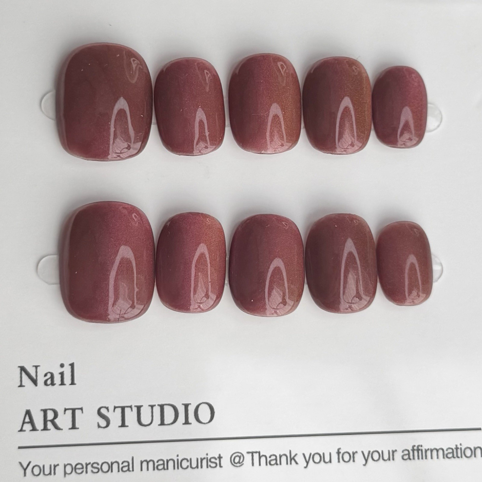 Handmade High Quality Press-On Nails Short Squoval SizeM Reusable Fake Nail