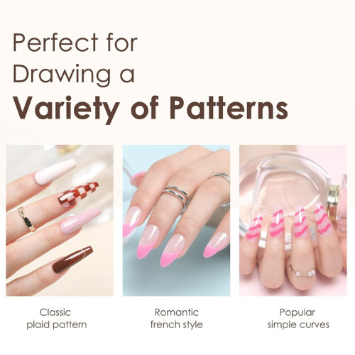 NEW 5PC Nail Art Liner Brush Set Thin Gel Polish Painting Brushes Hex Handle