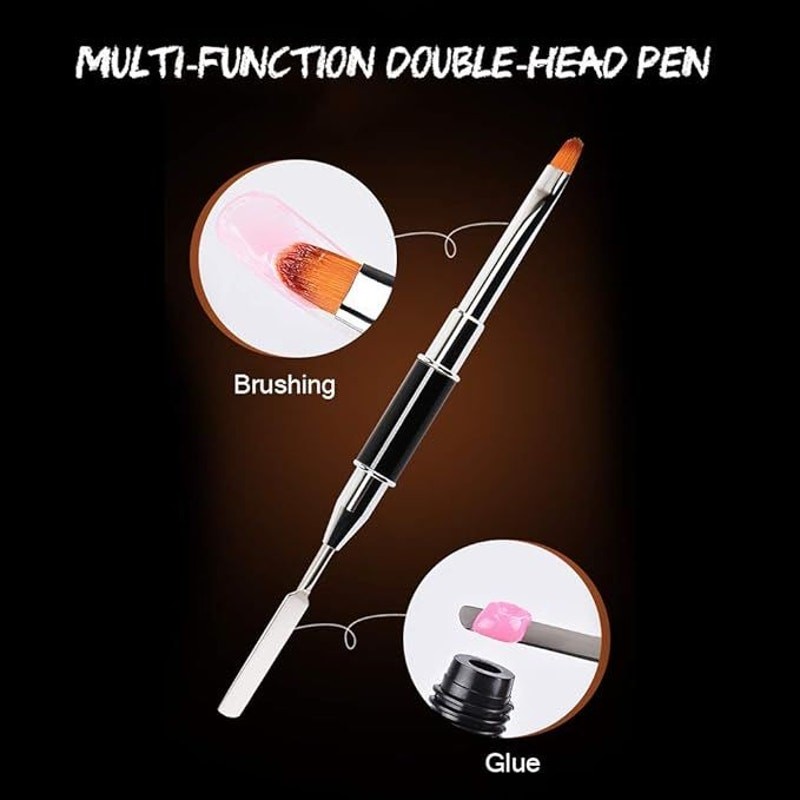 3-Piece Gel Nail Art Kit | Double-End Nail Brush Pen + Nail Gel + Slip Solution