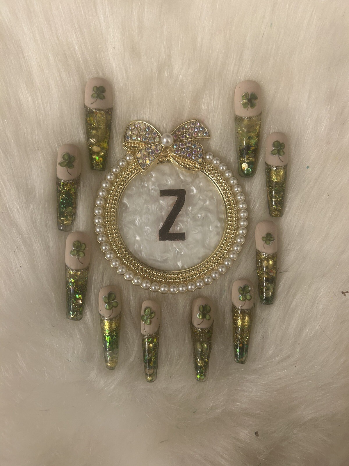 Z NAILZ! Artisan Gold/Green St. Patrick’s Day Aquarium Press On Nails