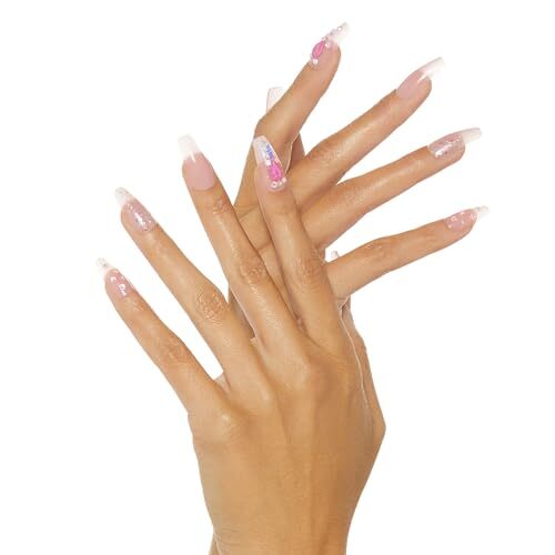 Majestic Press On Nails, Nail glue 1 Count (Pack of 84) Lovely Bubbly