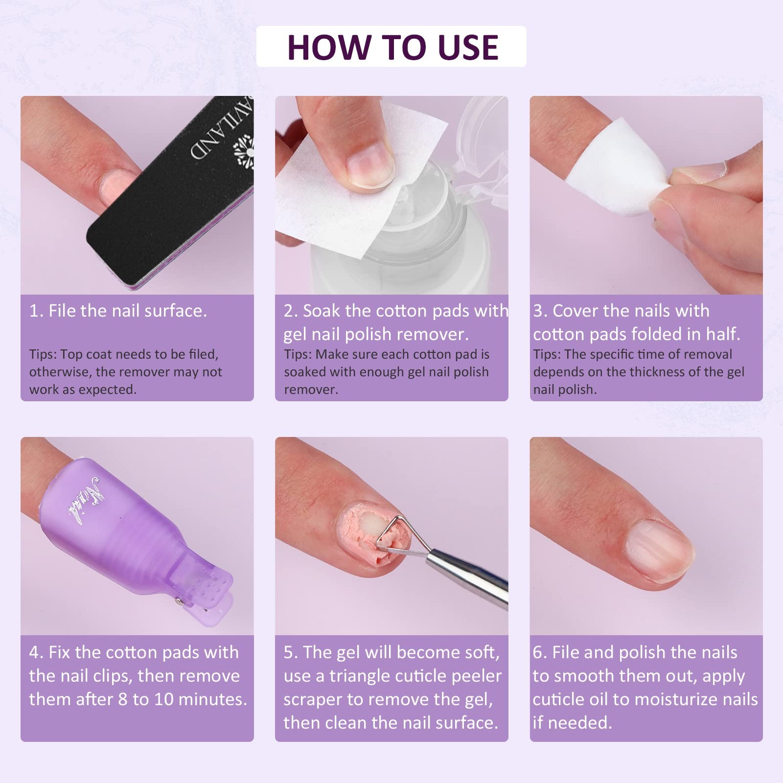 SAVILAND Gel Nail Polish Remover Kit: 250ml 8.45 fl.oz (Kit 2), Purple