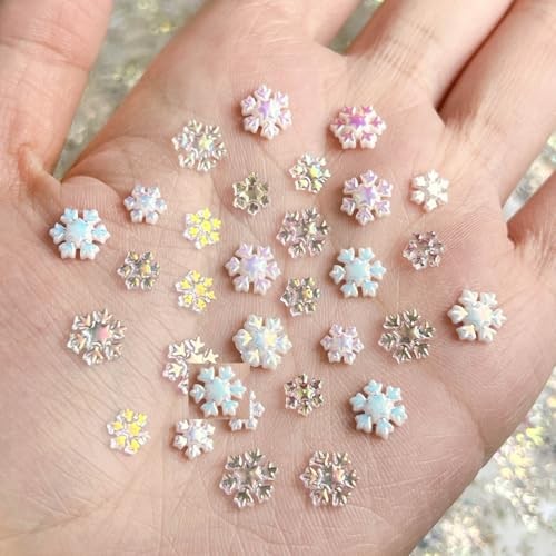 100Pcs Winter Nail Charms Christmas Snowflake Nail Gems Snowflake Nail Charms-3