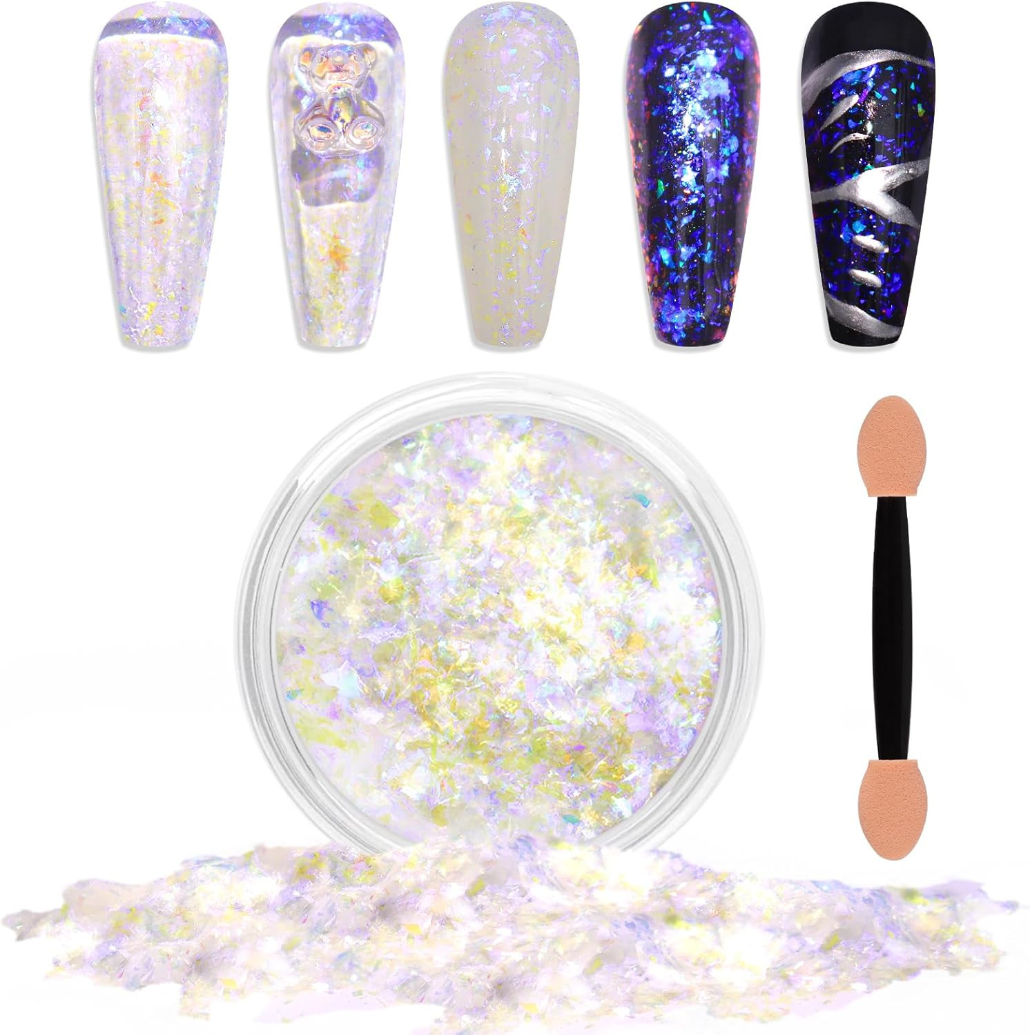 Blue Green Chameleon Flakes Nail Glitter Irregular Opal Nail Foil Flakes Chunky
