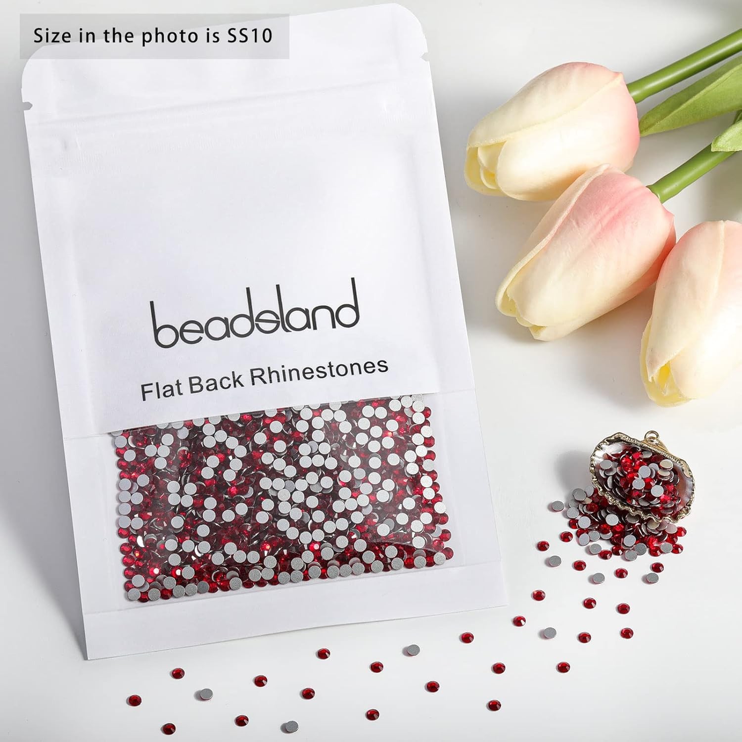 Flat Back Crystal Siam Rhinestones SS10 Round Gems for Nail Art Craft Glue