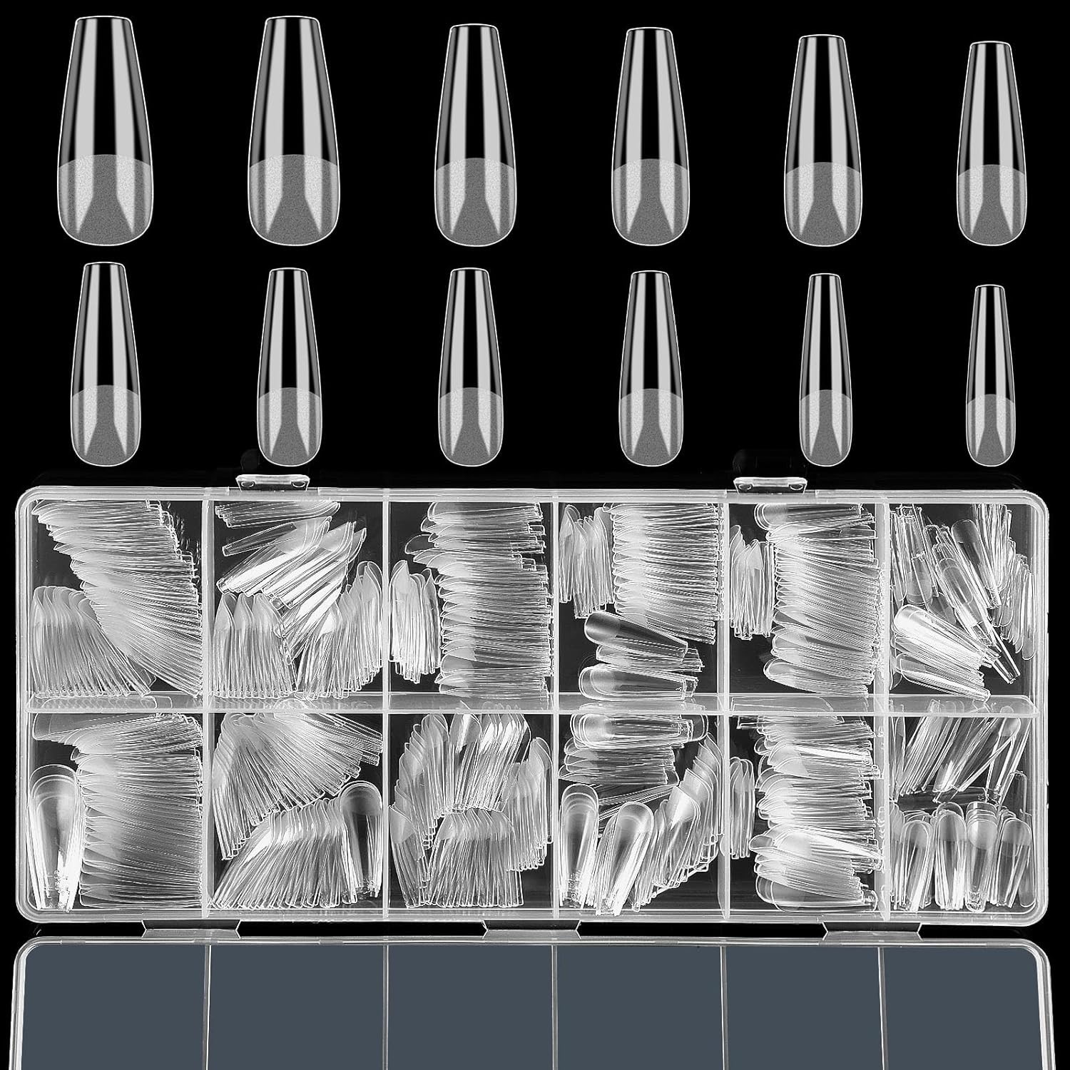 Elegant 600 Pcs Clear Fake Gel Nail Tips – 12 Sizes, Perfect for Every Occasion